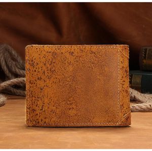 Portfele oryginalny skórzany portfel torebki brązowe bifold cienki męski uchwyt na karty cowskin miękki mini