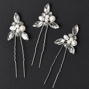 Brudhuvudstycken Crystal Pearl Hair Fork Two Piece Set Wedding Hair Accessories