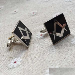 Manşet bağlantıları duvar manşon düğmeleri Masonlar Giysi Aksesuarları Metal Zanaat Masonik Black Lodge Cufflints Mason Drop Deliv Dhzcf