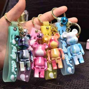 Designer Sneaker Leather Silicone Keychains Creative Gradient Violent Bear Acrylic Couple Bag Key Pendant Doll Crystal