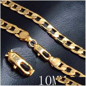 Chains Fashion 10Mm 18K Gold Plated Mens Hiphop 20 Inch Figaro Chain Necklaces For Women Hip Hop Jewelry Accessories Gift Drop Deliv Dhvyp