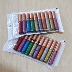 Göz farı/astar kombinasyonu handiyan 10 renk/paket mat renk eyeliner kiti makyajı su geçirmez colirf astar kalem gözleri makyaj cosme dhfd3