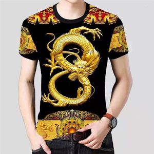 Herren-T-Shirts Sommer Herren kurzärmelig rundes Hals T-Shirt Lose lässiges chinesisches Stil gedrucktes Bottom-Hemd Plus Size Top Fashion