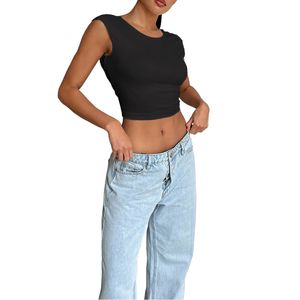 Women Tanks Sexy Slim Lace-up Backless Top Casual Sleeveless Camis Crew neck Tie Back Crop Tank Top