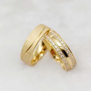 Bandringar av hög kvalitet Designer Lover's 18K Gold Plated Cz Diamond Fashion Jewelry Rings Mens Womens lovar bröllopsringar för par AA230306