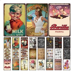 Coconut Milk Southeast Asia Beach Vintage Tin Signs Plate Poster Popcorn Beer Metal Sign Bar Cafe Restaurang Kök Väggdekor Anpassade skyltar Utomhusmetall 30x20 W01