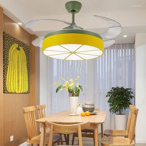 Chandeliers High Quality Nordic Modern Invisible Fan Lights Acrylic Leaf Led Ceiling Fans 110v / 220v Wireless Control Light