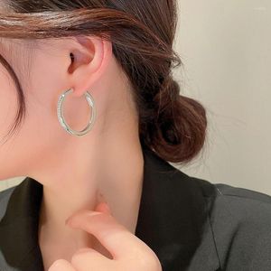 Hoop Earrings Eleagnt Round Stud Women Exquisite Diamond C-shaped Metal Simple Ear Jewelry Wedding Party Gifts