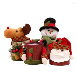 Christmas Decorations 2023 Candy Jar Storage Bottle Santa Snowman Pattern Cute Bag Box Gift For Chirldren Desktop Pendant