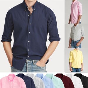 Men's Casual Shirts Spring Autumn Small Horse Men Long Sleeve 100 Cotton Oxford Shirt Masculina Camisa Classic Style Top 230306