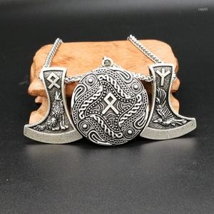 Colares pendentes de prata antiga de prata odin de lobo corvo mach