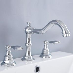 Bathroom Sink Faucets Basin Faucet Polished Chrome 3 Hole Deck Mounted Cold Vintage Mixer Tap Nnf975