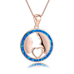 Collane con ciondolo Collana di opale blu femminile di lusso Catena color argento oro rosa Cuore carino per le donne Regalo del Ringraziamento Ciondolo