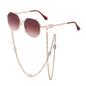 American Eyewear Chain Solglasögon kvinnors nya internetkändis samma anti-drop chain lanyard med samma oregelbundna solglasögon kvinnors trend