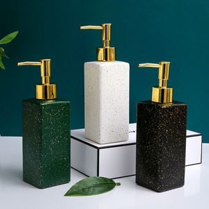 Liquid Soap Dispenser Ceramic Luxury Bathroom Marble Pump Bottle Shower Gel Shampoo Nordic Chic Home Couple Cup Dish Washing Tools 230308