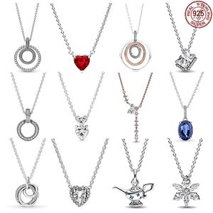 10AAA Sier Fit Necklace Pendant women fashion jewelry red heart blue oval shiny square