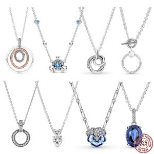 925 Silver Fit Pandora Necklace Pendant heart women fashion jewelry Sapphire Pumpkin Car Pendant Necklace 104211
