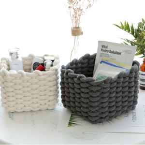 Contenitori per alimenti Contenitori per la conservazione Linea di cotone nordico Cestino intrecciato a mano Corda grossa Semplice scatola per organizer da scrivania Giocattolo per bambini Snack Panno chiave Articoli vari per cosmetici 230307