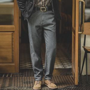 Męskie spodnie Maden Men Dżins American Retro HBT Gray Dżinsy proste nogi Slim Stripe Długie amekaji bawełna bez sprężystości spodni 230307
