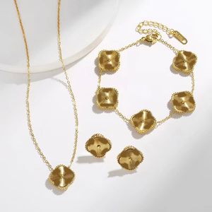 Moda clássica charme pulseiras 4four folha flor colar brincos designer jóias ouro pulseira pulseira para mulheres homens colares corrente elegante jóias presente