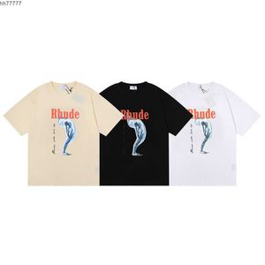 2023男子と女性のファッションTシャツbr rhude s夏アメリカ拷問女神ヒップホップ男性カジュアル短袖rqu7