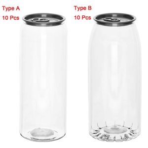 Storage Bottles Jars 10Pc Plastic Beverage Bottles Disposable Drinks Cans Milk Tea Juice Pots Non Spill Water Jars Containers Storage Bottle with Lid J230301