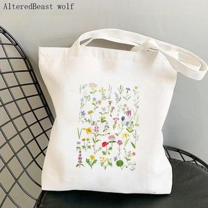 Torby na zakupy kobiety kupująca torba botaniczna kosmos kosmos kwiaty harajuku na płótnie dziewczyna torebka ramię ramię