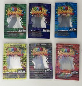 Dank Gummies Bags 500MG Zip Lock Edibles Imballaggio al dettaglio Worms Bears Candy Bag Smell Proof Mylar pouch