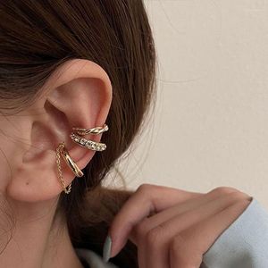 Rücken Ohrringe Vintage Punk Metall Kette Quaste Clip Für Frauen Einfache Gold Farbe Zirkon Gefälschte Piercing Earbone Ohr Manschette Schmuck geschenke