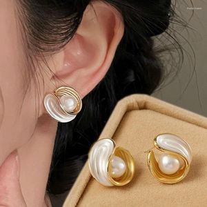 Stud Earrings 2023 Fashion Oversized Pearl Set Korean White Double-deck Earring Statement Women Wedding Jewelry Gifts