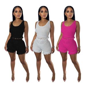 Kvinnliga klädspårar Två stycken uppsättningar 23 Summer Ny mode Vest Wool Woven Small Tassel Shorts Casual Two Piece Outfits