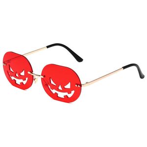 Halloween Pumpkin Sunglasses Personalized Men Women Fashion Eyeglasses Oval Oversize Frame Hollow Out Funny Eyewear