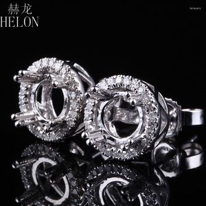 Orecchini a bottone HELON Gioielli da donna Diamante Solido Oro bianco 10K Semi Mount Fidanzamento Matrimonio Fit Round 5-6.75mm