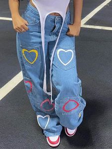 Dżinsowe dżinsy Kalevest Y2K High Street Baggy Blue Gyaru Denim Talia Hippie Ubrania Kobiety Pants Rave Fits Pockets Pant 2023