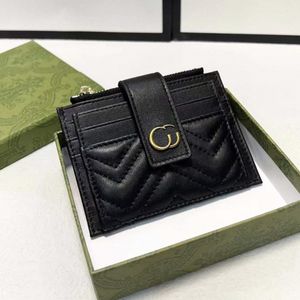 Kvinna Mens korta plånbokdesigner Plånböcker Purse Purses Mini Card Holder Wave Black Gold Letter Real Leather 5A