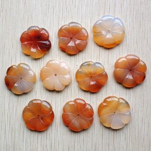 Colares pendentes Wholesa 10pcs/lote moda de boa qualidade Onyx vermelho natural Charms esculpidos em forma de flor de pingentes para jóias que tornam de graça