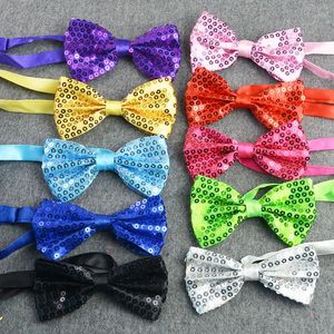 Kızlar için moda papyonu ayarlanabilir payetler bowtie dans bowknot düğün parti parıl