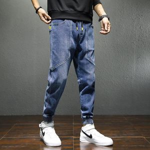 Jeans da uomo streetwear pantaloni di jeans larghi casual per pantaloni da uomo hip-hop slim homme street style con coulisse