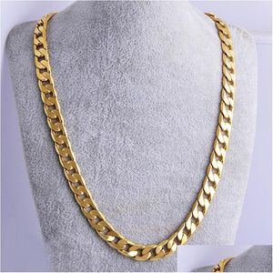 Ketten Neue große 10 mm Durchmesser Gelb Massivgold gefüllte kubanische Gliederkette Halskette Dicke Herrenschmuck Damen Coole Halsketten Hip Hop Dhgarden Dhtjm