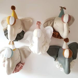 Wall Stickers Kids Room Decoration 3D Animal Heads Elephant Deer Swan Head Hanging Decor For Children Nursery Gift 230307