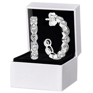 Espumante CZ Diamante Brinco Gancho para Pandora Autêntico Prata Esterlina Festa de Casamento Jóias Para Mulheres Namorada Presente Designer Brincos com Caixa Original