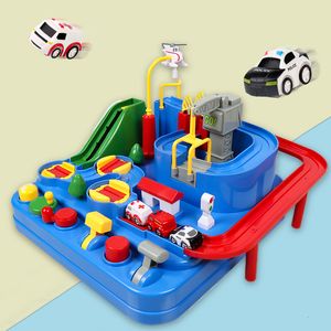 Electric RC Track Montessori Rail Car Train Toys For Kids 2 To 4 Years Old Adventure Game Boy Birthday Gift Children Parking Lot 230307