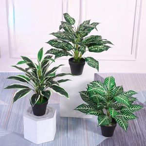 Flores decorativas Planta de seda artificial Green Evergreen Pasted Home Garden Office Office Folherents Ornamentos de Ornamentos de Bonsai decoração