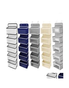 Caixas de armazenamento BINS Organizador de bolsa pendurado para armário de guarda -roupa transparente parede da porta transparente, quarto de quarto banheiro cinza han7416553