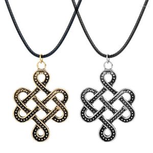 Chains Dongsheng Jewelry Celtics Knot Necklace Vintage Metal Pendants Necklaces Leather Rope Charms Choker Collares