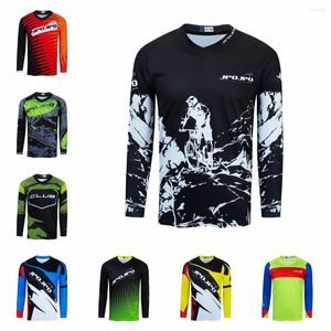 Jackets de corrida 2023 Jersey Men Mountain Bike Motocross Motocross de manga comprida Camiseta ladeira abaixo esportes Branco