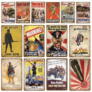 Retro art painting Warning Victory US Marines Metal Tin Sign Russia Military Political Army Soldier Poster Art Plaque Vintage bedroom Wall Decor Size 30X20CM w02
