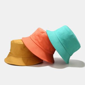 Wide Brim Hats Summer Solid Color Cotton Foldable Bucket Hat Cool Macaron Color Sun Hats For Women Girl Outdoor Trip Men Beach Sun Protect Cap R230308