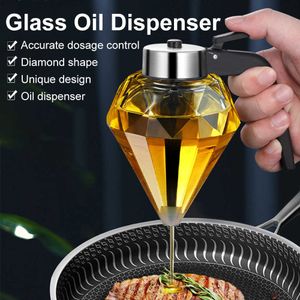 Storage Bottles Jars Glass Oil Dispenser No Drip Syrup Honey Dispenser Jar with Stand Diamond Shaped Container Oil Pot Storage Kitchen Accessories J230301