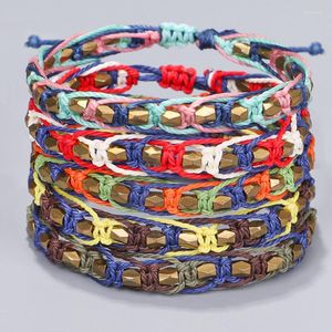 Charm Bracelets Meetvii Handmade Copper Bead Waterproof Wax Thread Bracelet & Bangles For Women Men Lucky Rope Macrame Woven Jewelry